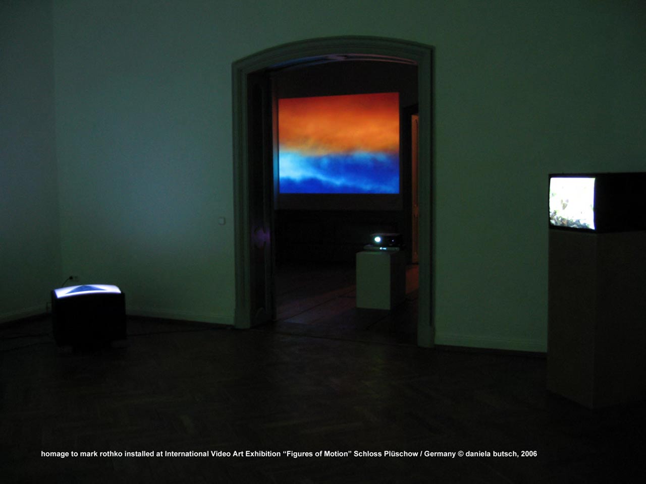 Daniela Butsch, homage to Mark Rothko, installed at the international video art exhibition, Figures of Motion, Schloss Plüschow-Germany 2006