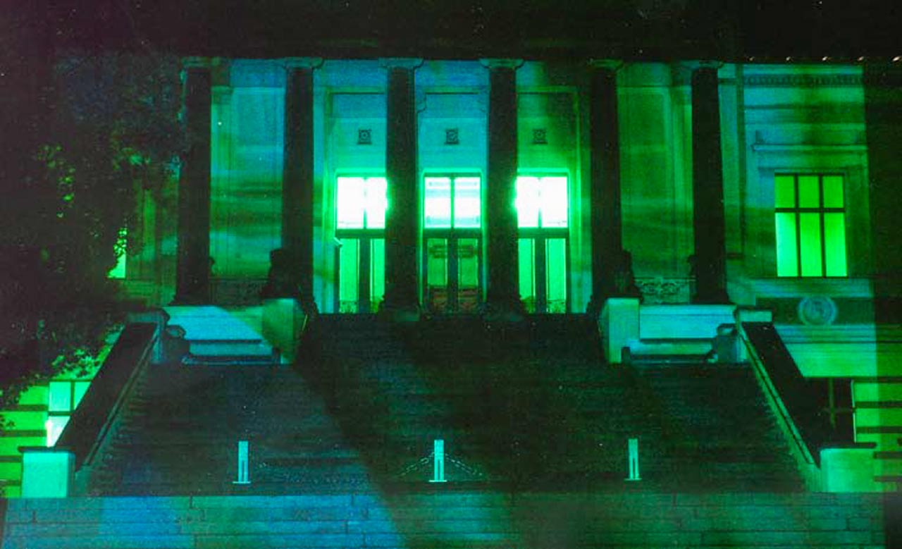 Daniela Butsch-flow-video installation-projected onto the facade of the Staatliche Museum Schwerin- 2003 curated by Kornelia Roeder