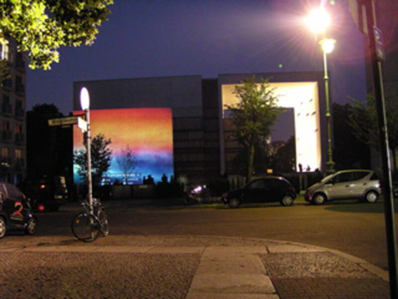Daniela Butsch | One Channel Videoinstallation | Homage to Mark Rothko loop | Projected on the facade of St. Canisius Church | Berlin Charlottenburg-Heike Büttner